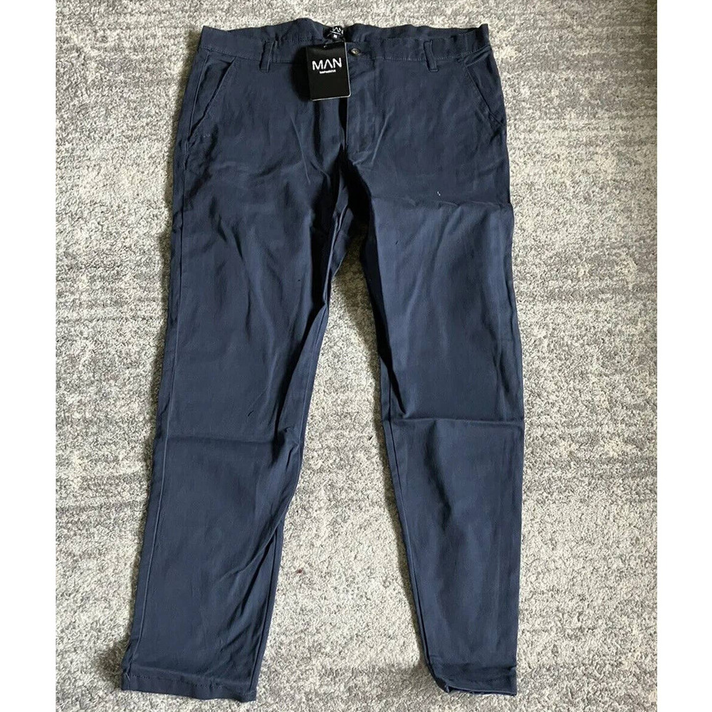 Men’s BoohooMAN Khakis Size 36 Navy Blue Pant Q5